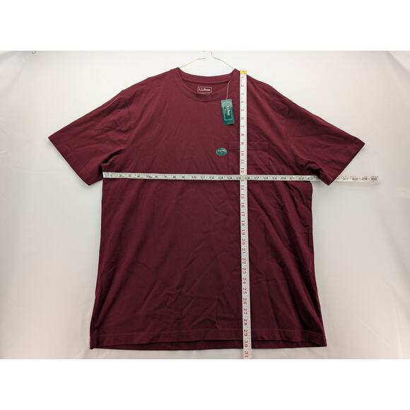 NWT L.L. Bean Men's Carefree Unshrinkable Tee with Pocket in Deep Port sz Large - Picture 6 of 6